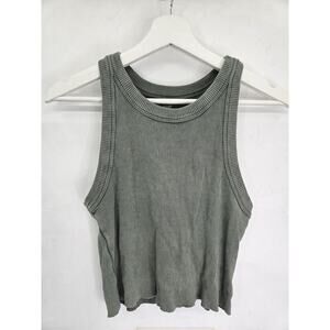 Aerie Women’s S Ribbed Crop Tank Top Green Cozy Minimal Core Aesthetic Everyday